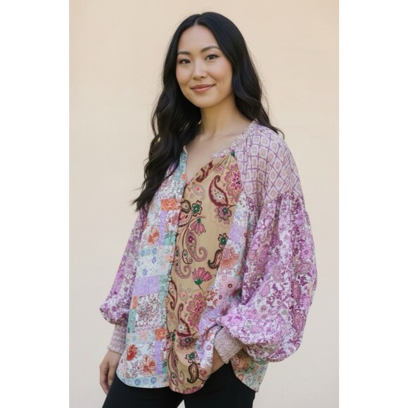 Oli & Hali Tops - Oli & Hali NEW womens paisley balloon sleeve boho cottagecore blouse Large